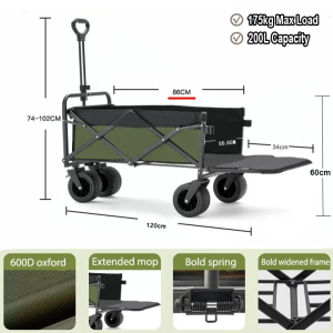 Folding Wagon Cart, Large Capacity Foldable Beach Wagon - Image 8