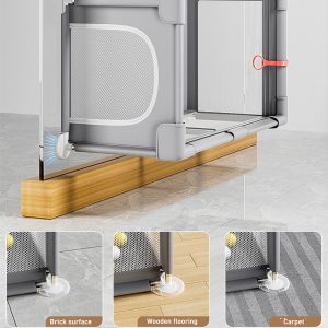 Baby Playpen, Playpen for Toddler with Zip Gate, Safety Play Yard with Soft Breathable Mesh - Grey - Image 5