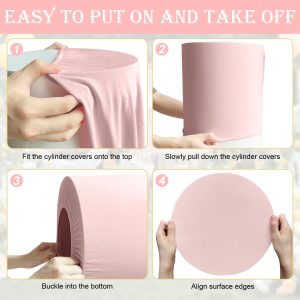 3pcs Cylinder Pedestal Covers for Birthday Party Decor, Pink,Black - Image 6