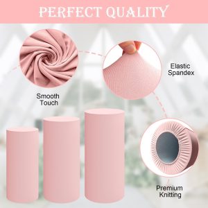 3pcs Cylinder Pedestal Covers for Birthday Party Decor, Pink,Black - Image 5