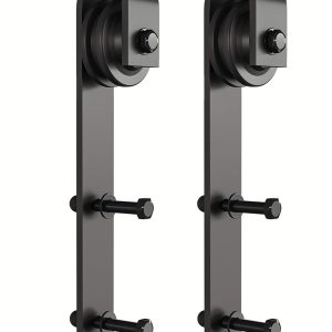 Sliding Barn Door Hardware Hangers 2pcs (Black) (J Shape Hangers) - Image 1