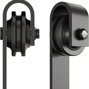 Sliding Barn Door Hardware Hangers 2pcs (Black) (J Shape Hangers) - Image 3