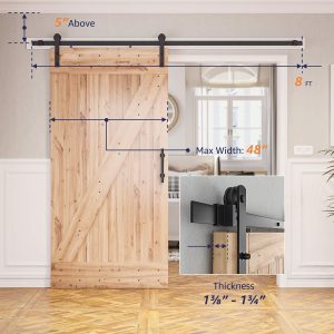8ft Sliding Barn Door Hardware kit, Fit 42-48" W DoorPanel - Image 2