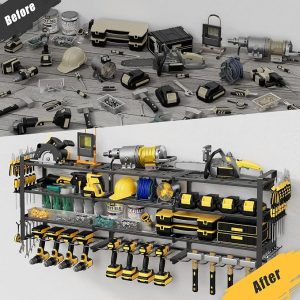 Power Tool Organizer Wall Mount, 4 Tier, 12 Drill Holders - Image 5